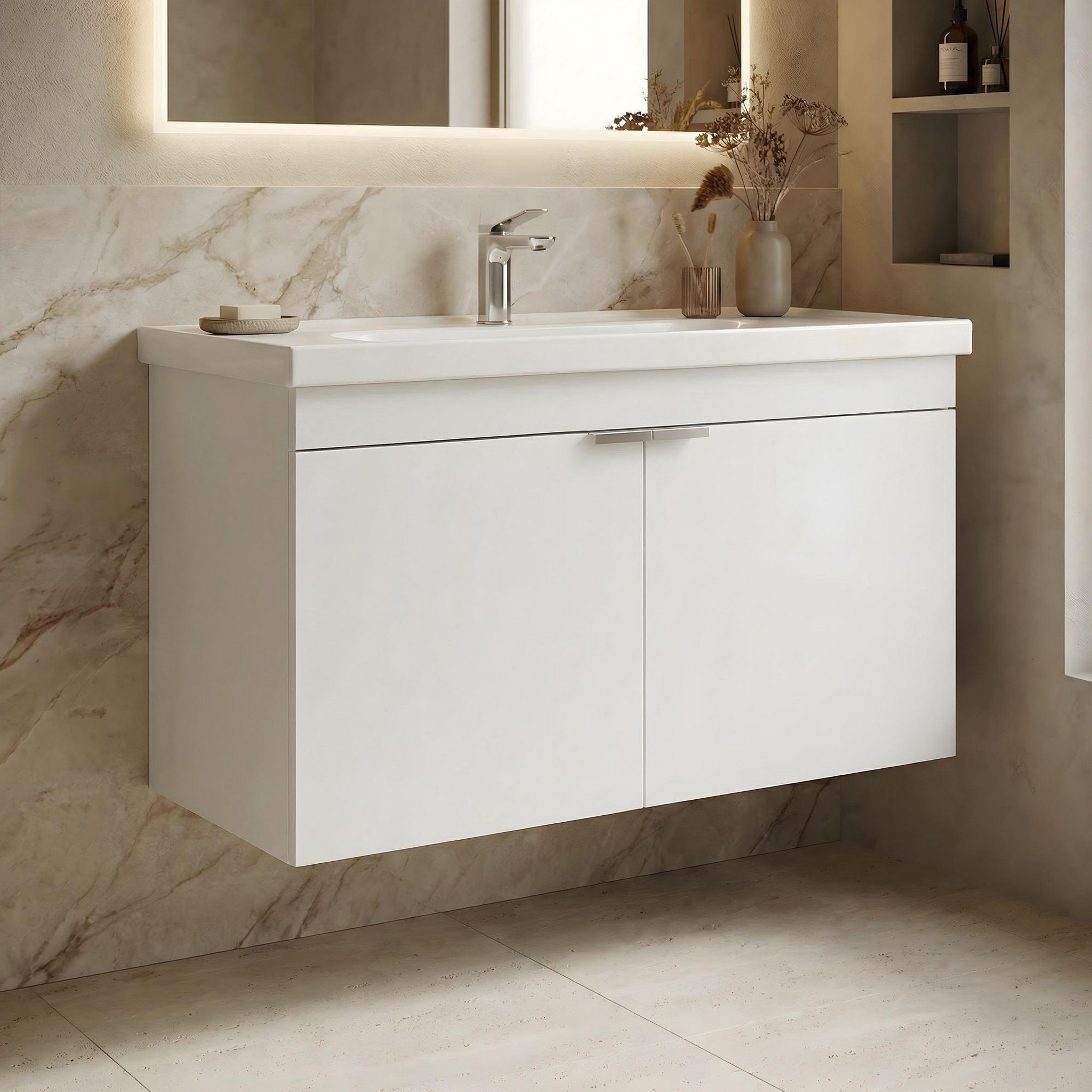 Voir la diapositive 2 : Habitat et Jardin Meuble Vasque  Desna 90  - 90 x 45 x 58 cm - Matte White