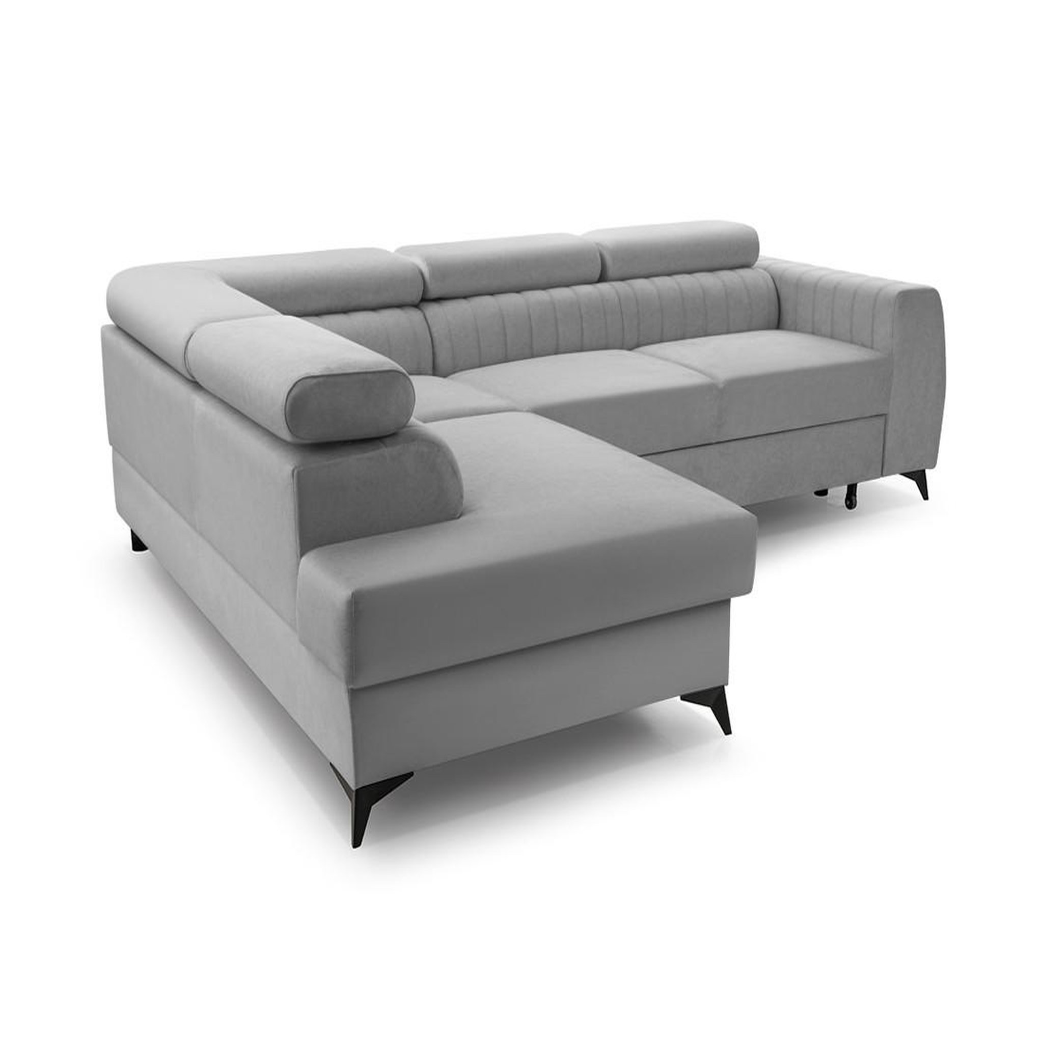 Voir la diapositive 6 : BEST MOBILIER Aneta - canapé d'angle gauche 5 places - convertible avec coffre et têtières - en velours
