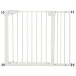 PAWHUT Barrière de sécurité animaux réglable 76-103L cm - porte 2 verrouillages, ouverture 2 sens - acier ABS blanc