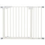 Voir la diapositive 1 : PAWHUT Barrière de sécurité animaux réglable 76-103L cm - porte 2 verrouillages, ouverture 2 sens - acier ABS blanc