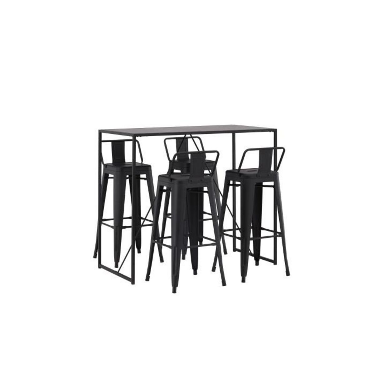 Paris Prix Ensemble Table de Bar & 4 Tabourets  Brea & Tempe  120cm Noir