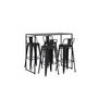 Voir la diapositive 2 : Paris Prix Ensemble Table de Bar & 4 Tabourets  Brea & Tempe  120cm Noir