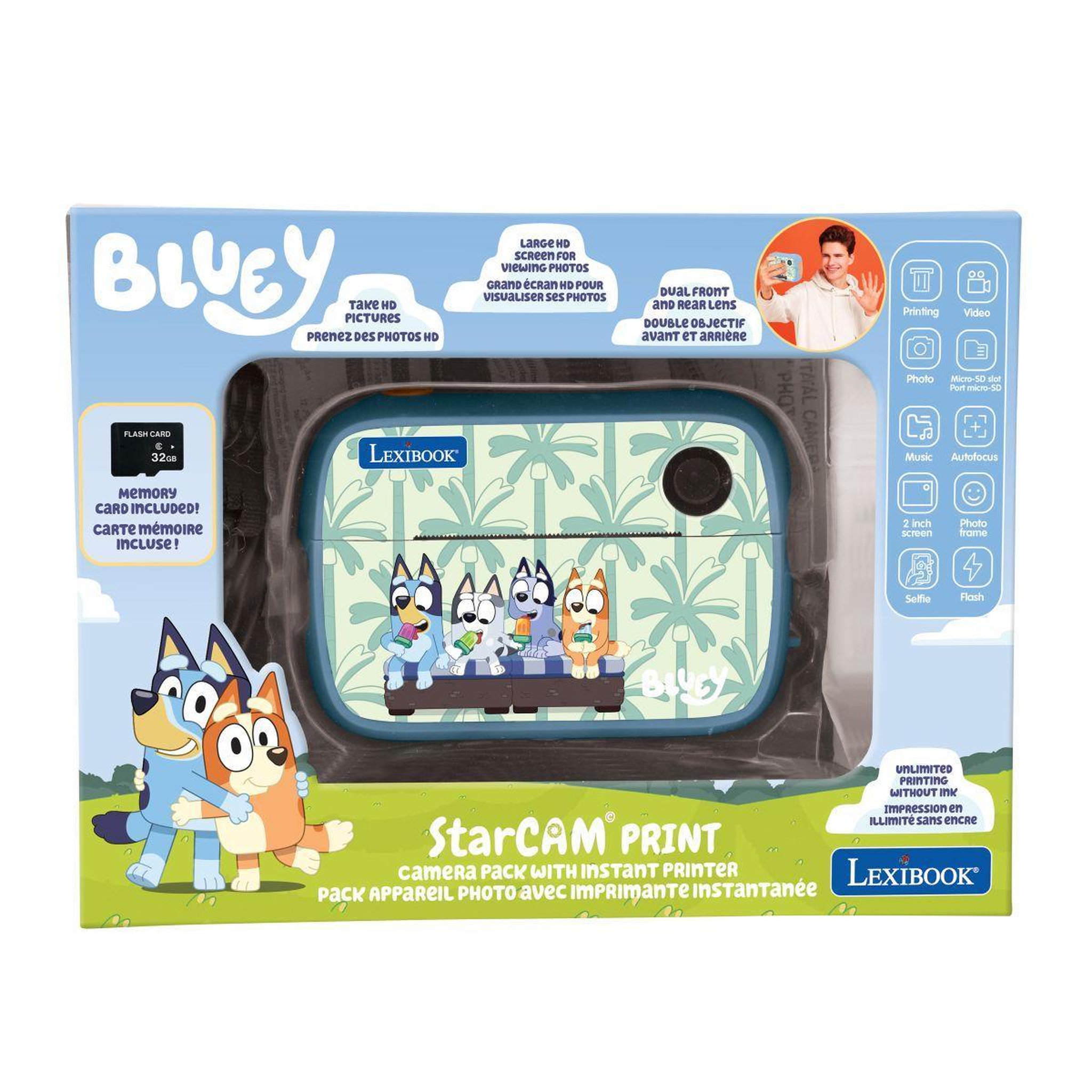 Voir la diapositive 3 : Lexibook Starcam® Print Bluey, pack appareil photo numérique HD avec imprimante instantanée, carte SD et kit de personnalisation des photos