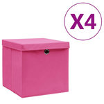 VIDAXL Boîtes de rangement avec couvercles 4 pcs 28x28x28 cm Rose