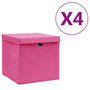 Voir la diapositive 1 : VIDAXL Boîtes de rangement avec couvercles 4 pcs 28x28x28 cm Rose