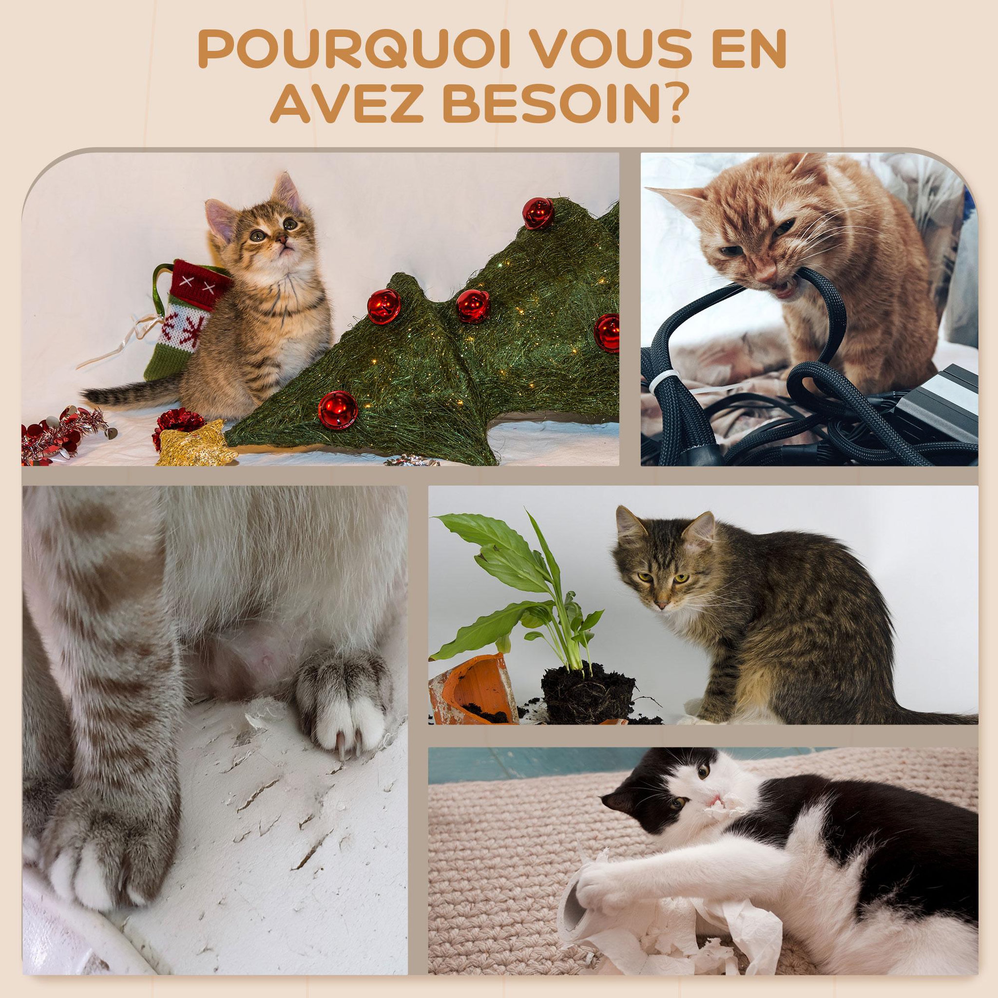 Voir la diapositive 6 : PAWHUT Mur d'escalade pour chat - arbre à chat design mural - griffoirs, plateformes, 2 paniers, échelle - sisal peluche gris