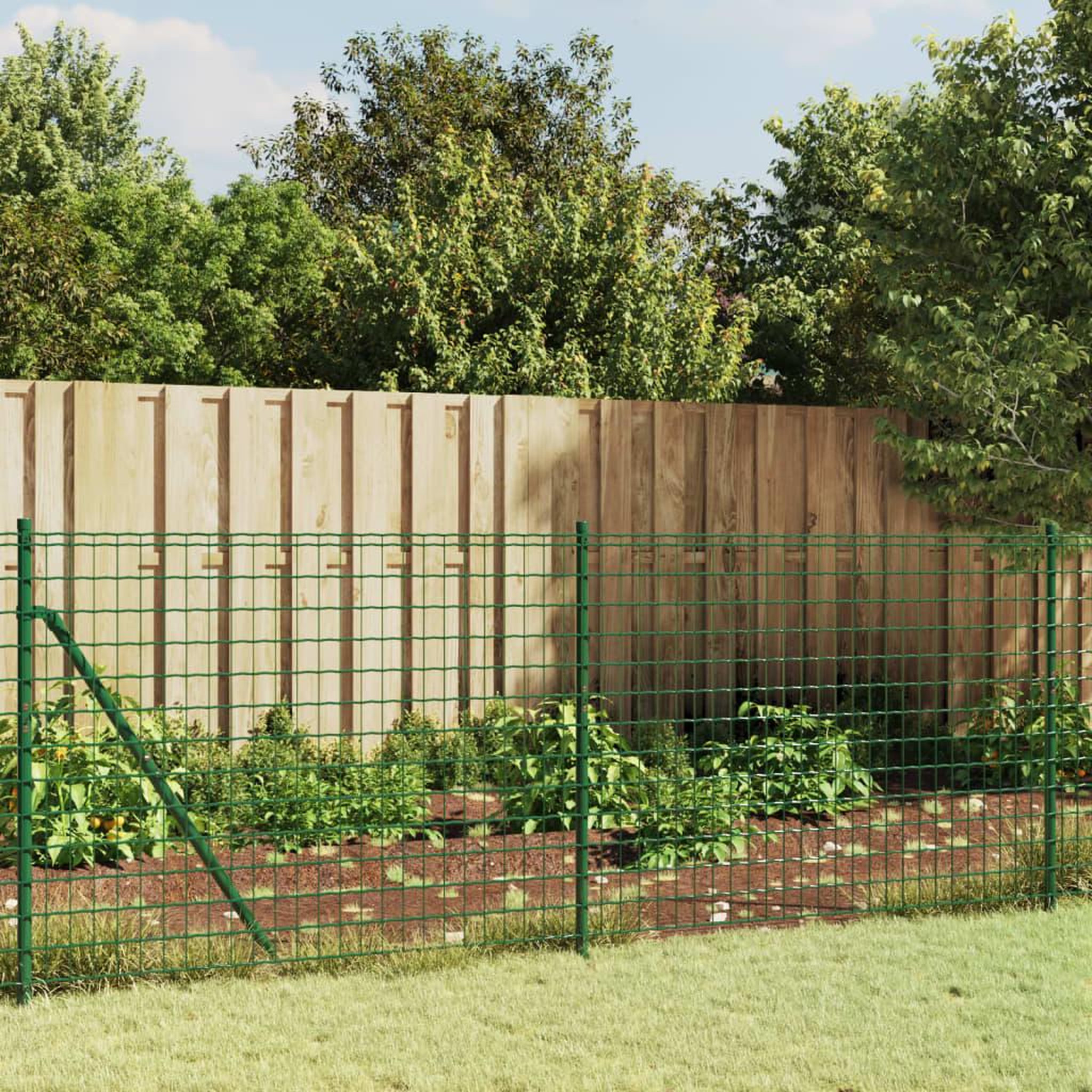VIDAXL Cloture en treillis metallique et piquet d'ancrage vert 0,8x10m