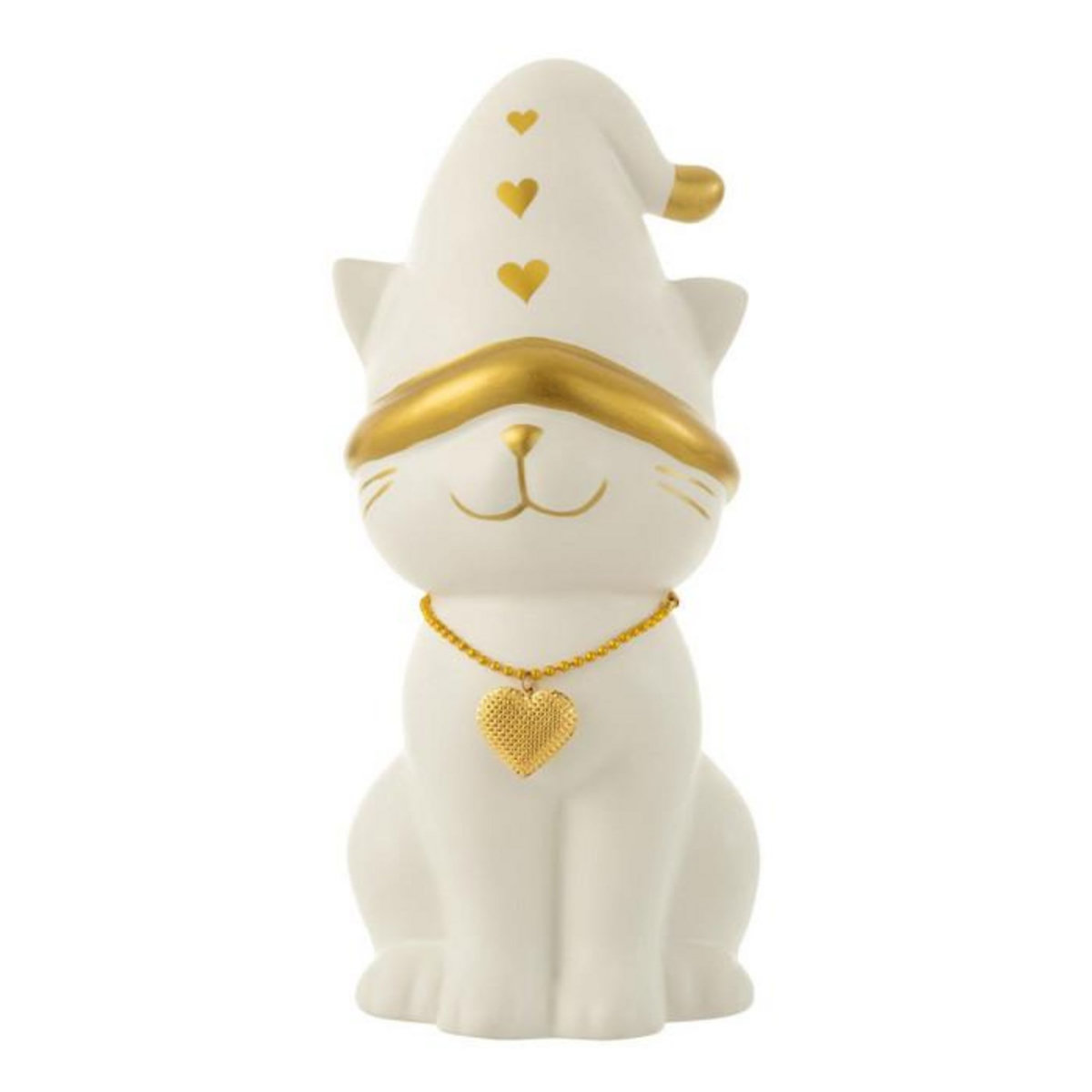 Paris Prix Statuette Déco Chat  Cœur  29cm Blanc