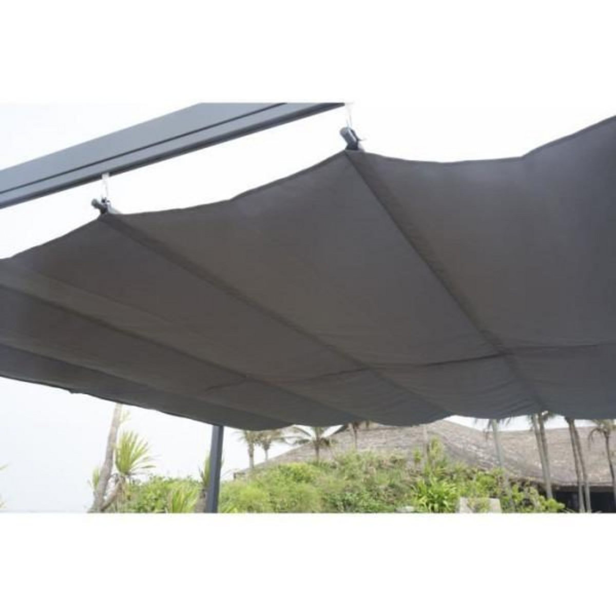 MARKET24 Pergola KIBA avec toit déroulant - Gris - 3 x 3 m