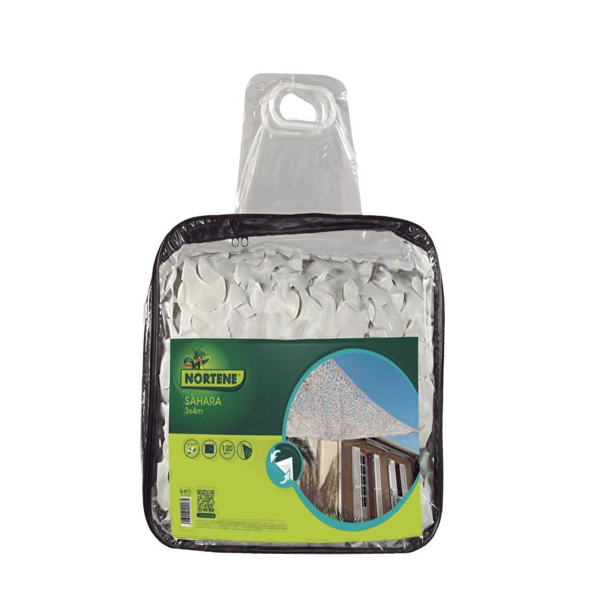 Voir la diapositive 2 : Nortene Filet d'ombrage bicolore sahara blanc et gris - 2,4 x 3 m