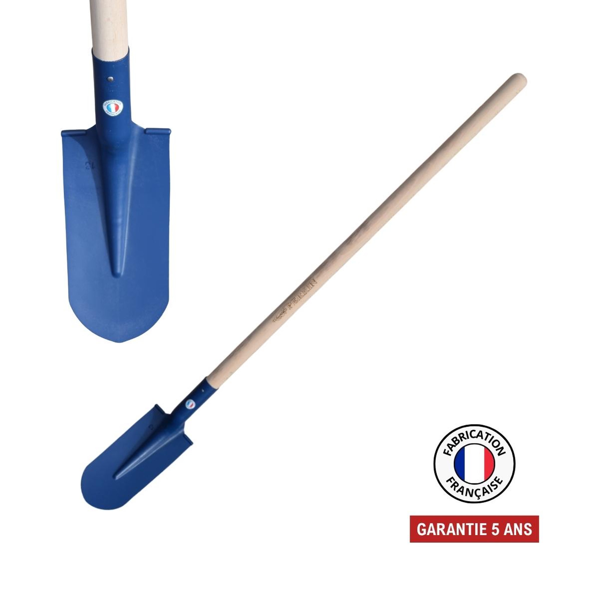OUTILS PERRIN Pelle fortification 13 cm - rebords ronds soudés - manche 110 cm pefc - outil de terrassement