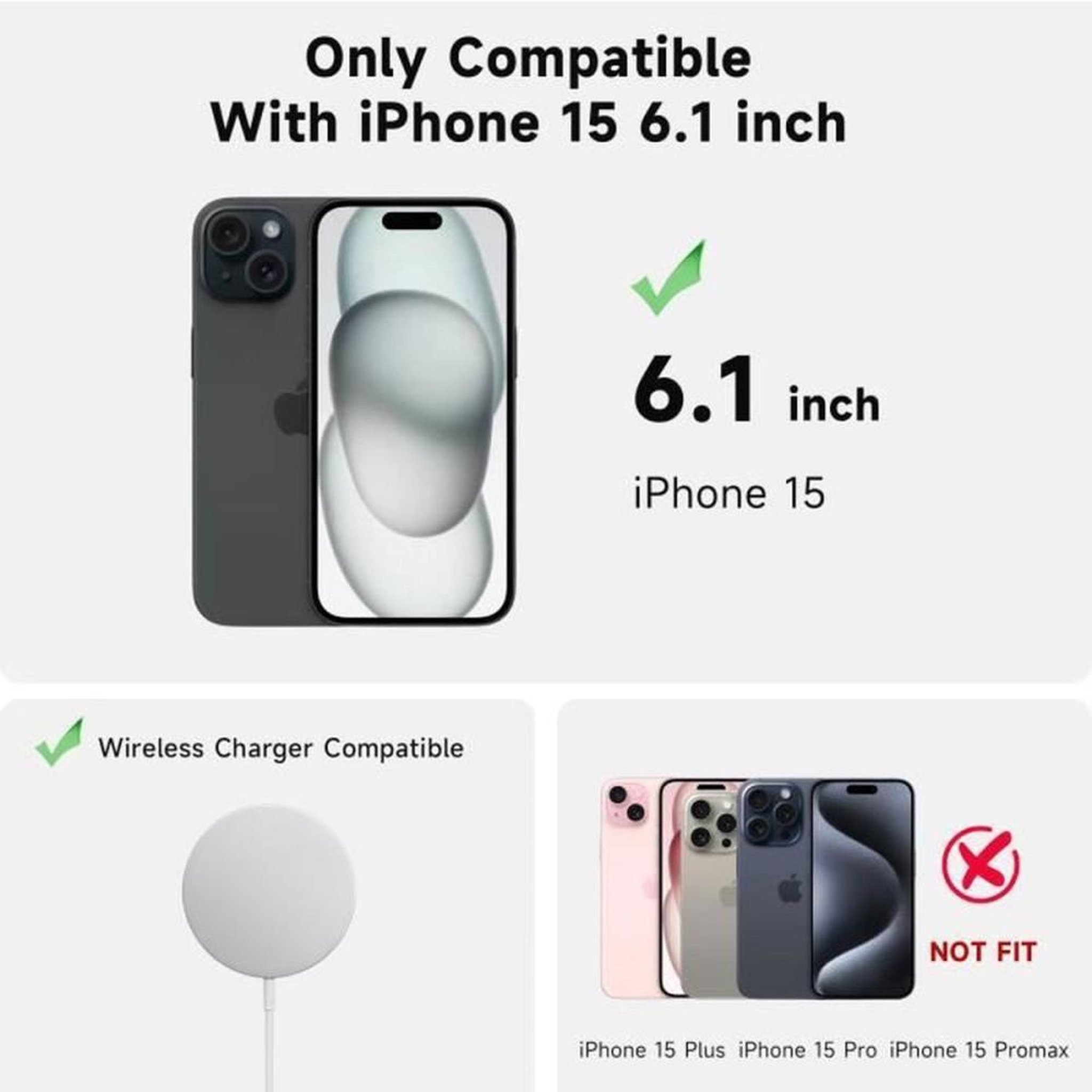 Voir la diapositive 2 : Coque iPhone 15 ultra mince bumper avec protection écran film, TPU soft touch et verre trempé, compatible MagSafe, finition anti traces, protection caméra, noir