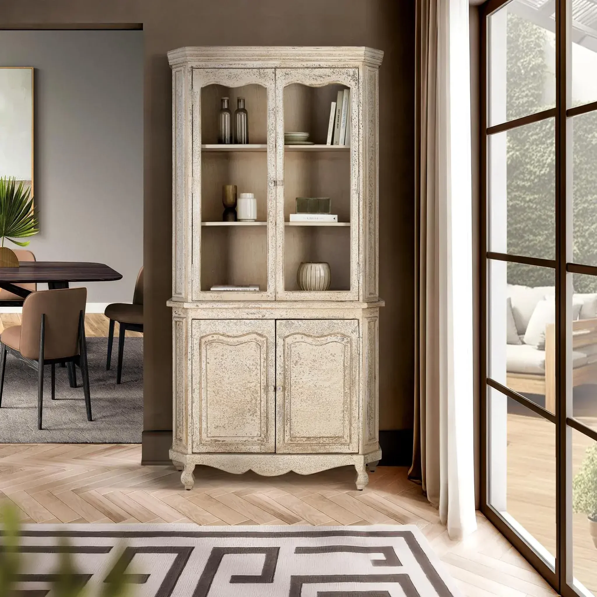 Voir la diapositive 2 : GINER Y COLOMER SL Vitrine en bois de manguier 120 cm style rustique