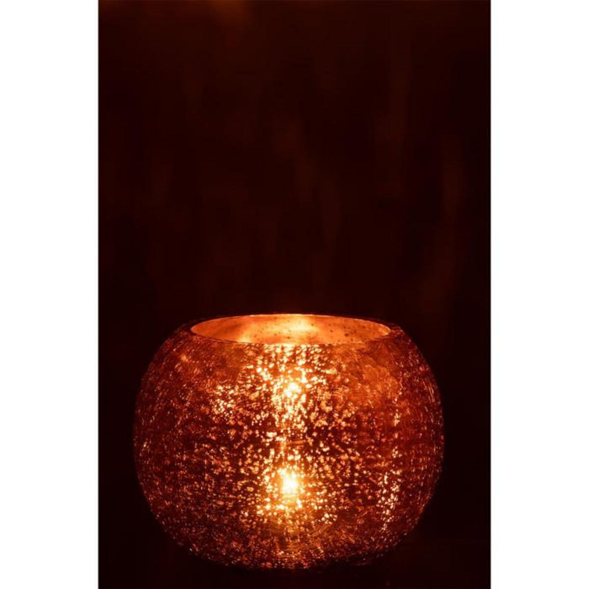 Paris Prix Photophore Boule en Verre  Craquelée  20cm Doré Foncé