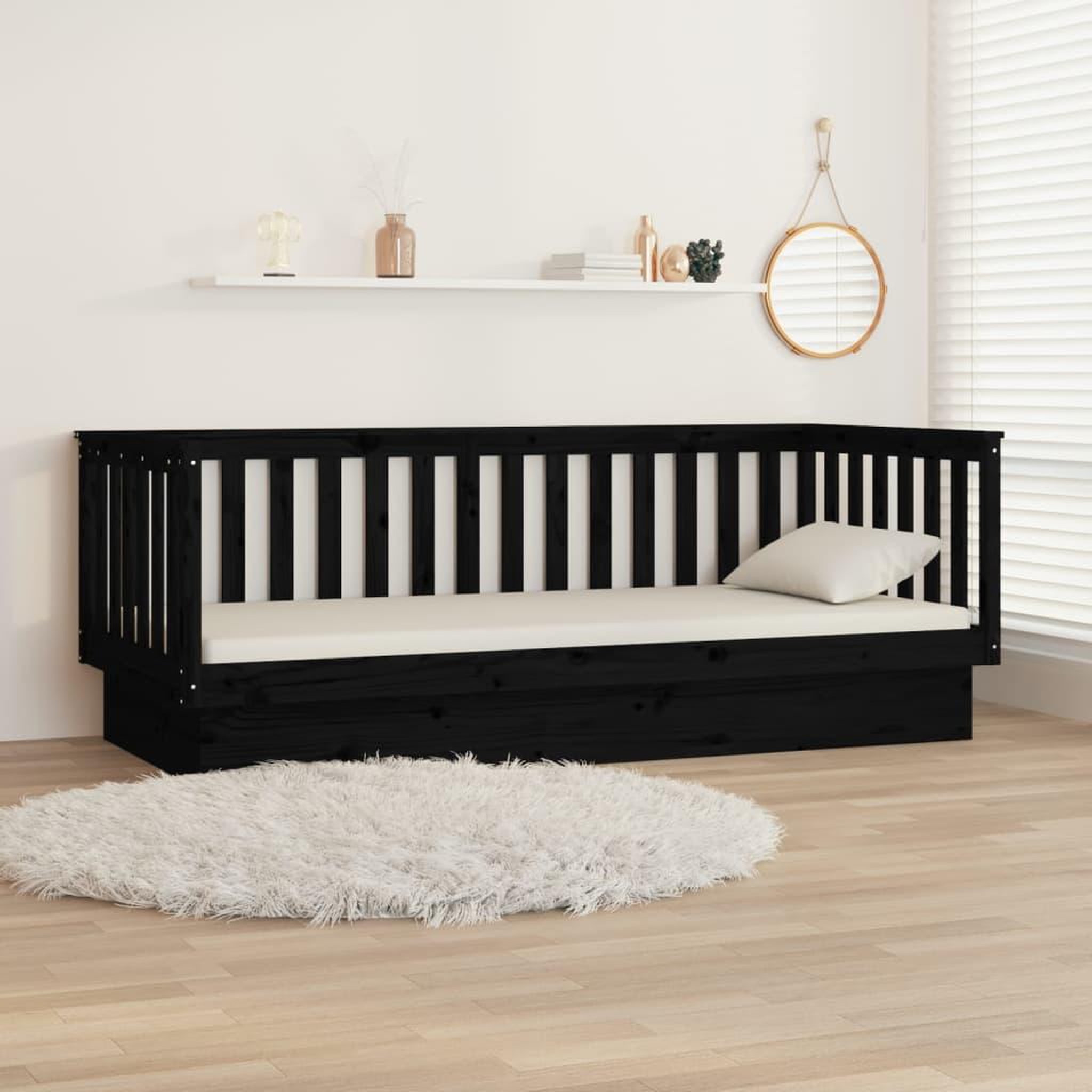 Voir la diapositive 4 : VIDAXL Lit de jour sans matelas noir 80x200 cm bois de pin massif
