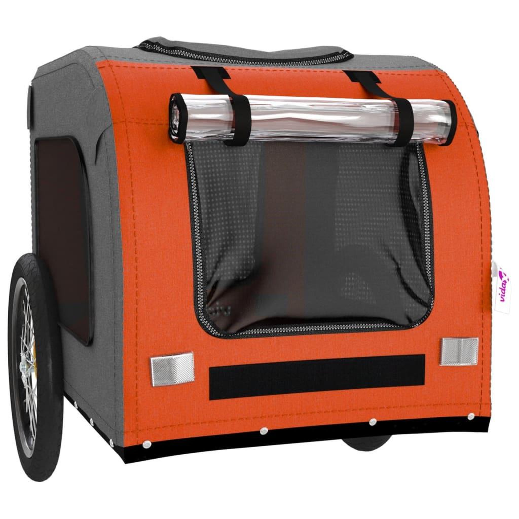 Voir la diapositive 5 : VIDAXL Remorque de velo pour animaux de compagnie orange et gris