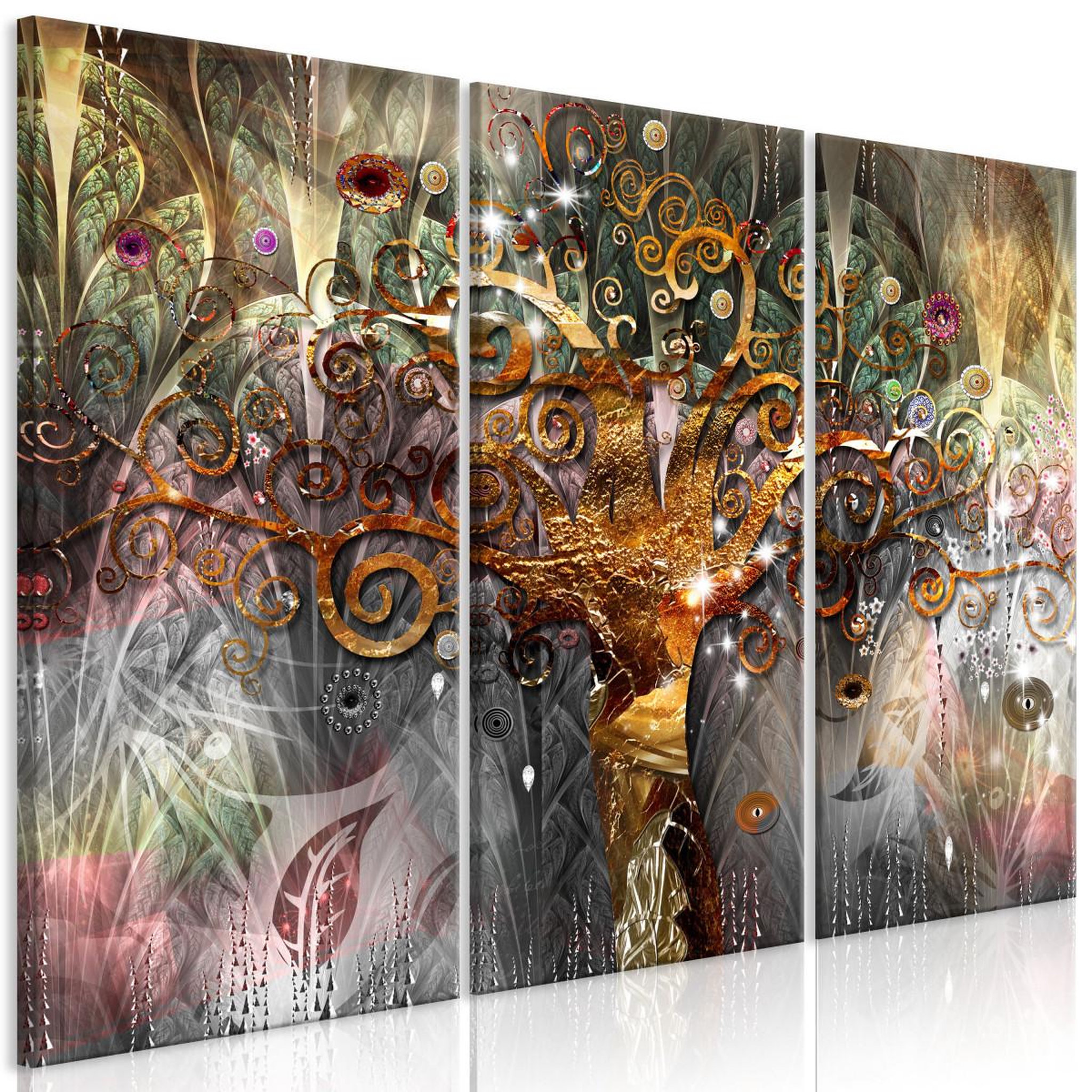 Paris Prix Tableau imprimé 3 panneaux  golden tree. Coloris disponibles : Multicolore