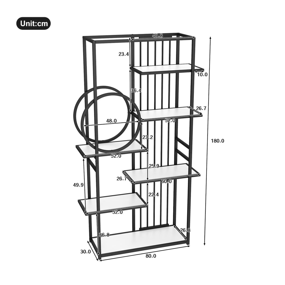 MERAX Etagère à poser noir+blanc - 100 cm mdf et métal