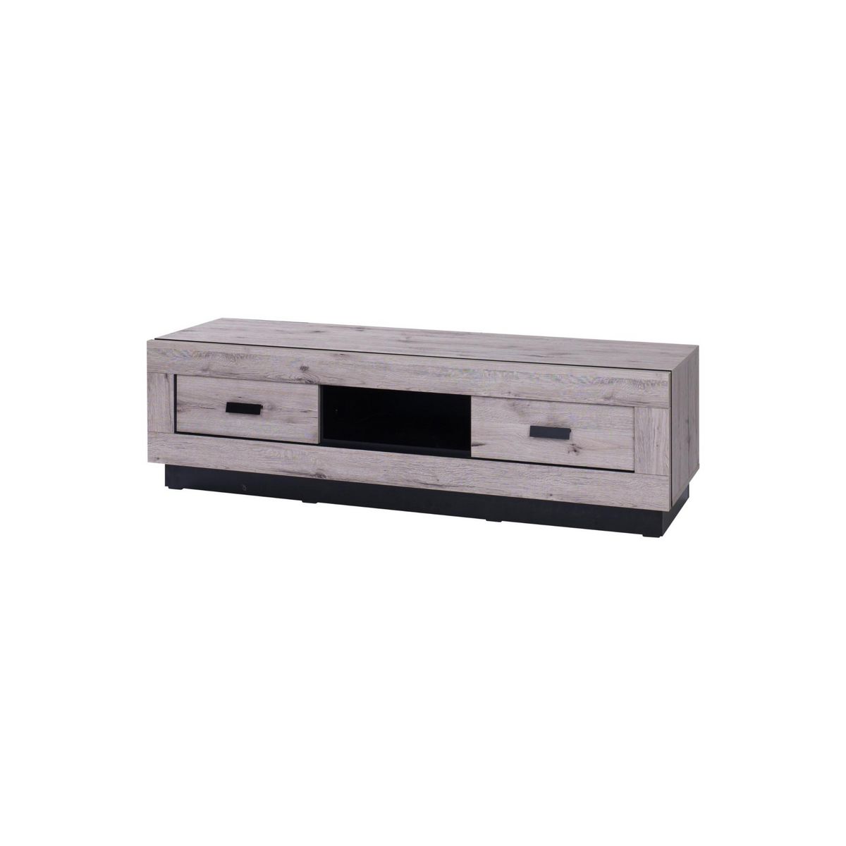 BEST MOBILIER Otis - meuble tv - effet bois gris - 2 tiroirs et 1 niche - 170 cm
