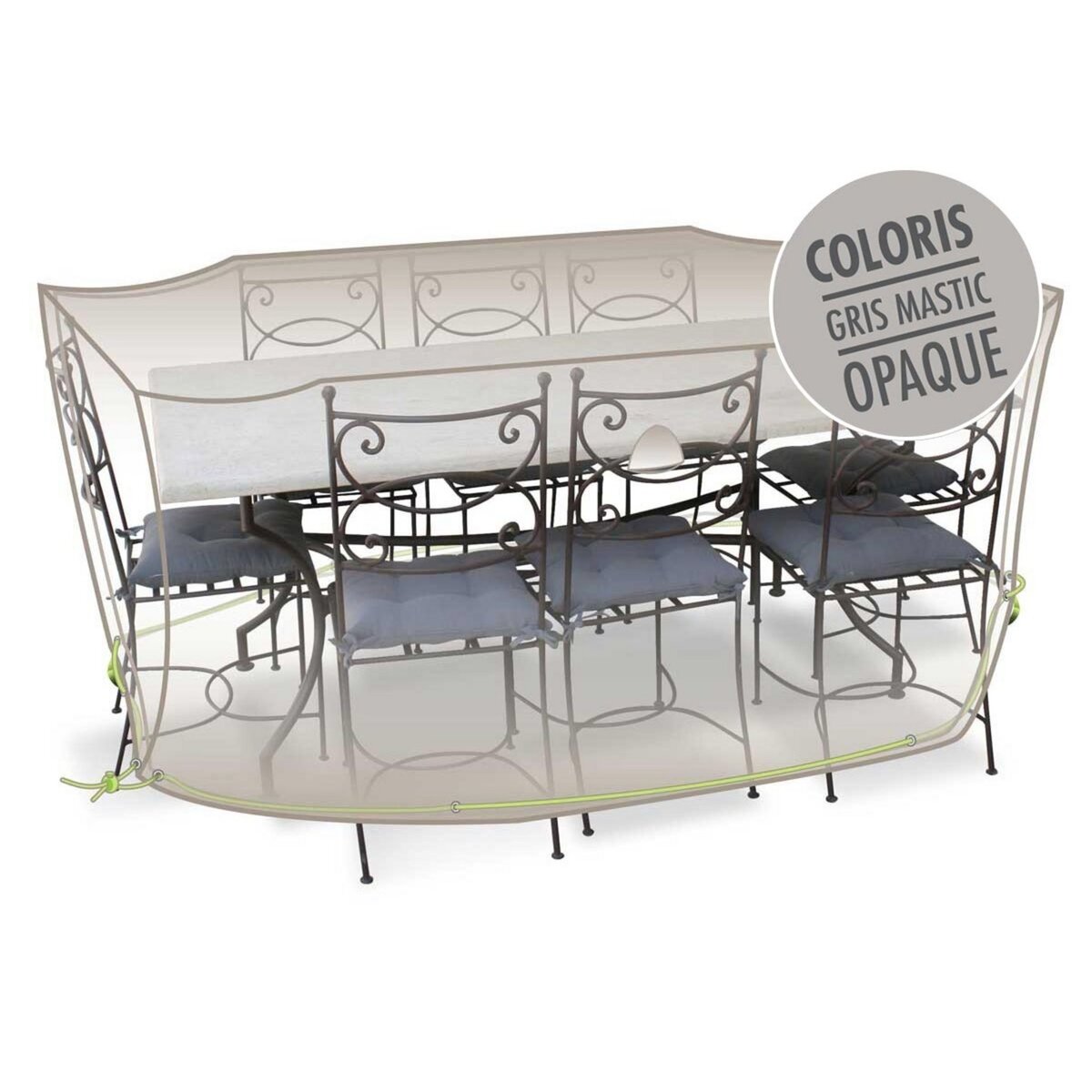 Jardiline Housse de protection Cover Line pour table rectangulaire + 10 chaises - 290 x 130 x 70 cm - Jardiline