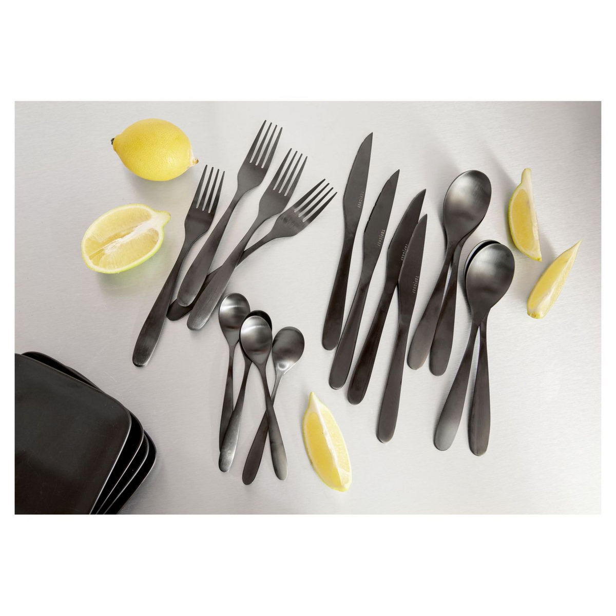 TOP CHEF Ménagère noire 16 pcs