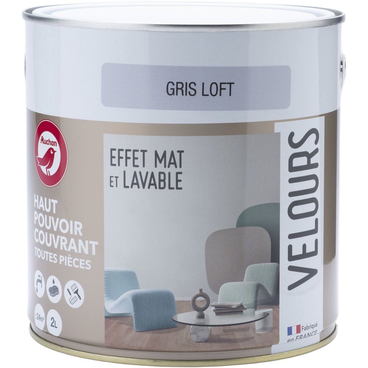 AUCHAN Peinture velour dépolluant loft 2 L