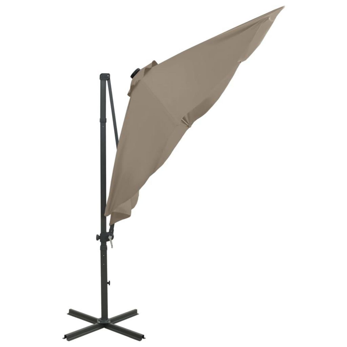VIDAXL Parasol de jardin en porte-a-faux et mat et lumieres LED taupe