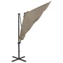 Voir la diapositive 5 : VIDAXL Parasol de jardin en porte-a-faux et mat et lumieres LED taupe