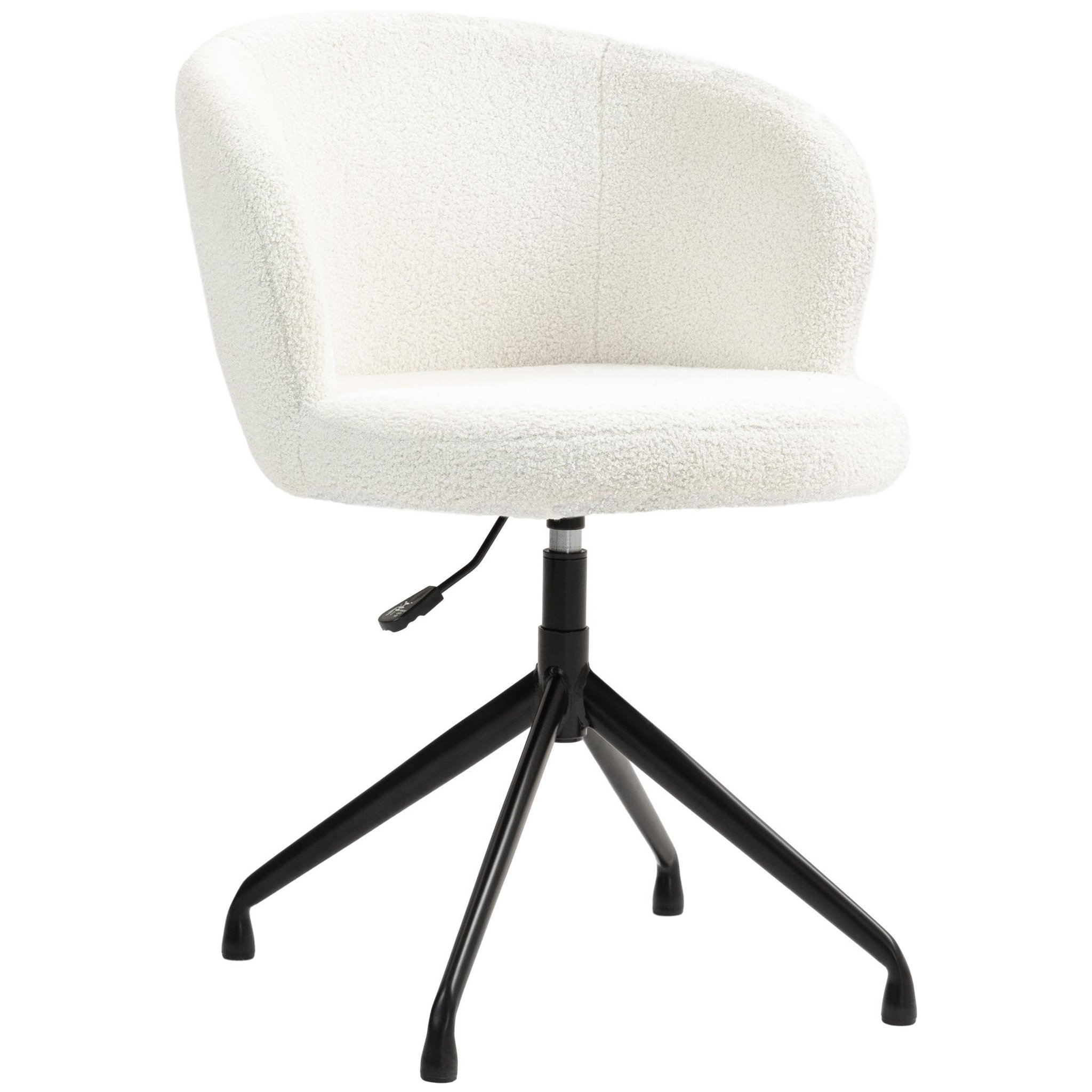 VINSETTO Chaise de bureau design - hauteur réglable, pivotante - piètement acier noir revêtement effet laine bouclée