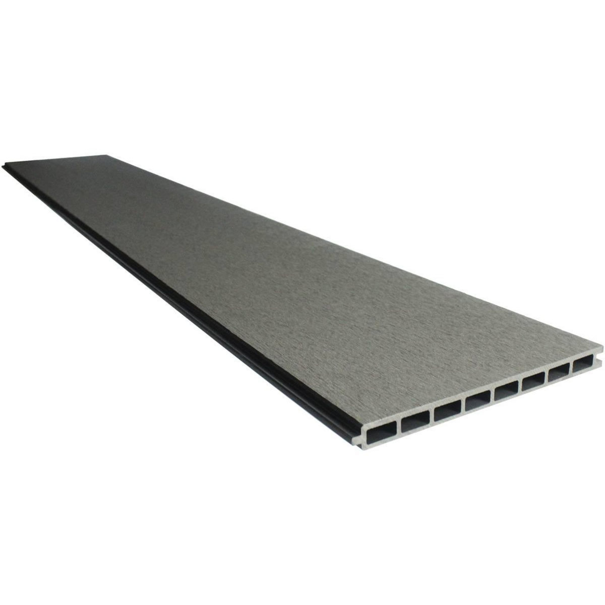 Habitat et Jardin Kit Clôture de 4.8 m x H 1.6m composite et aluminium + profilé de finition - Kit de fixation offert - Ardoise