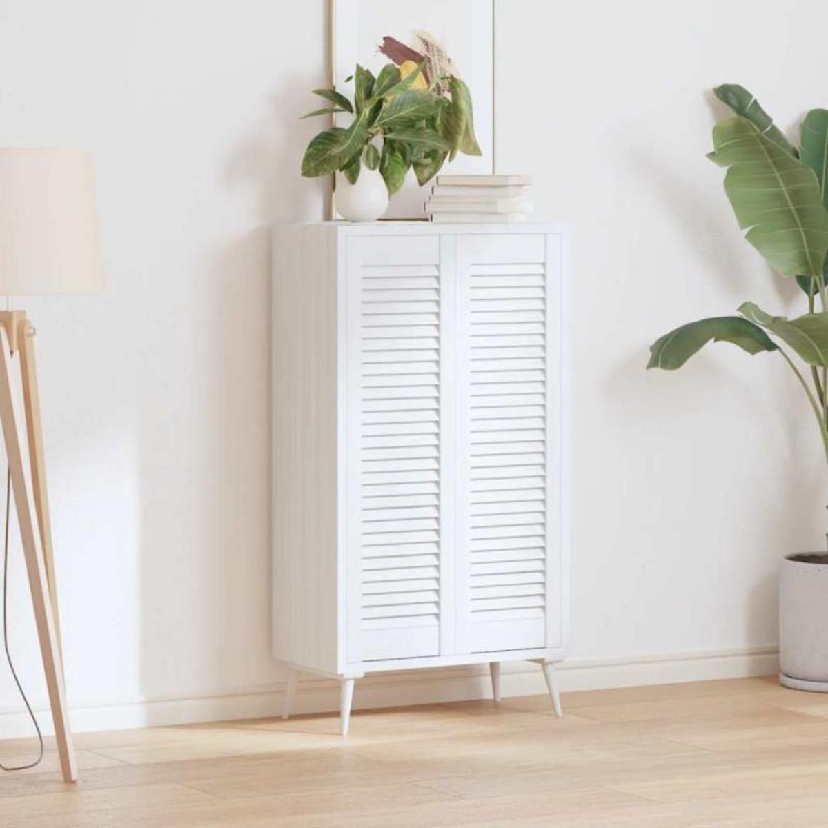 VIDAXL Portes d armoire à persiennes 2 pcs blanc 99x29,5 cm