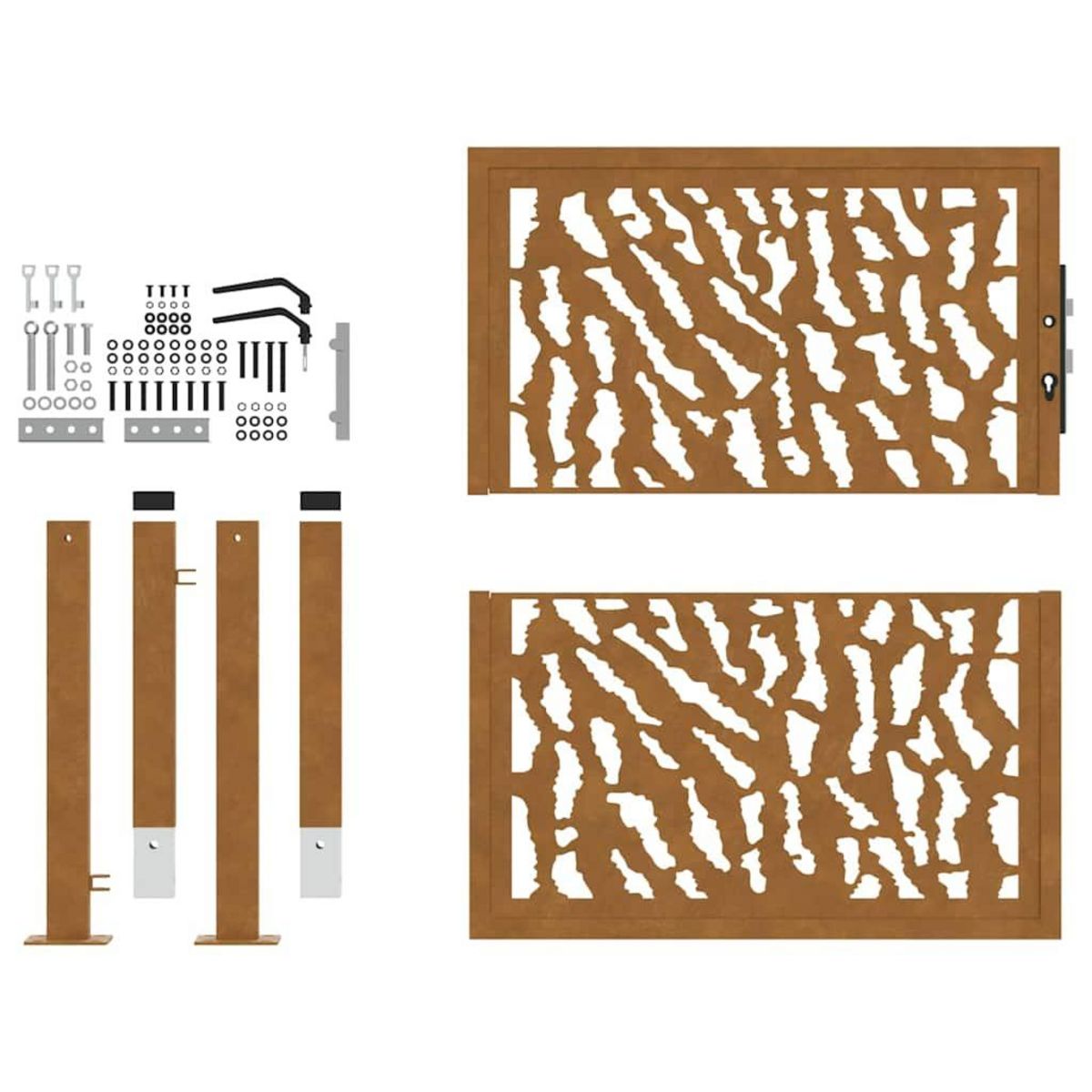 VIDAXL Porte jardin acier resistant aux intemperies conception traces