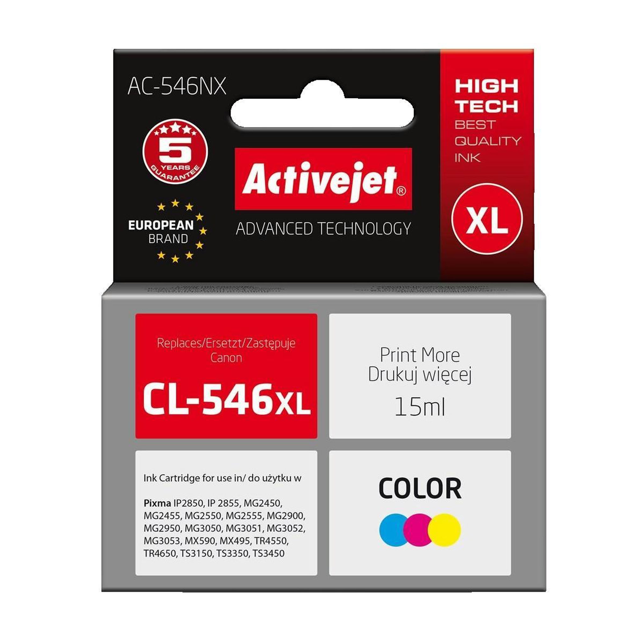 Voir la diapositive 2 : ActiveJet Cartouche d'encre Activejet AC-546NX multi-couleurs
