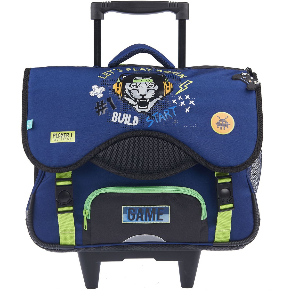 AUCHAN Cartable à roulettes bleu MODERN GAMING