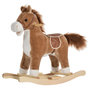Voir la diapositive 1 : HOMCOM Cheval à bascule selle grand confort peluche courte douce bois peuplier brun dim. 65L x 32,5l x 61H cm
