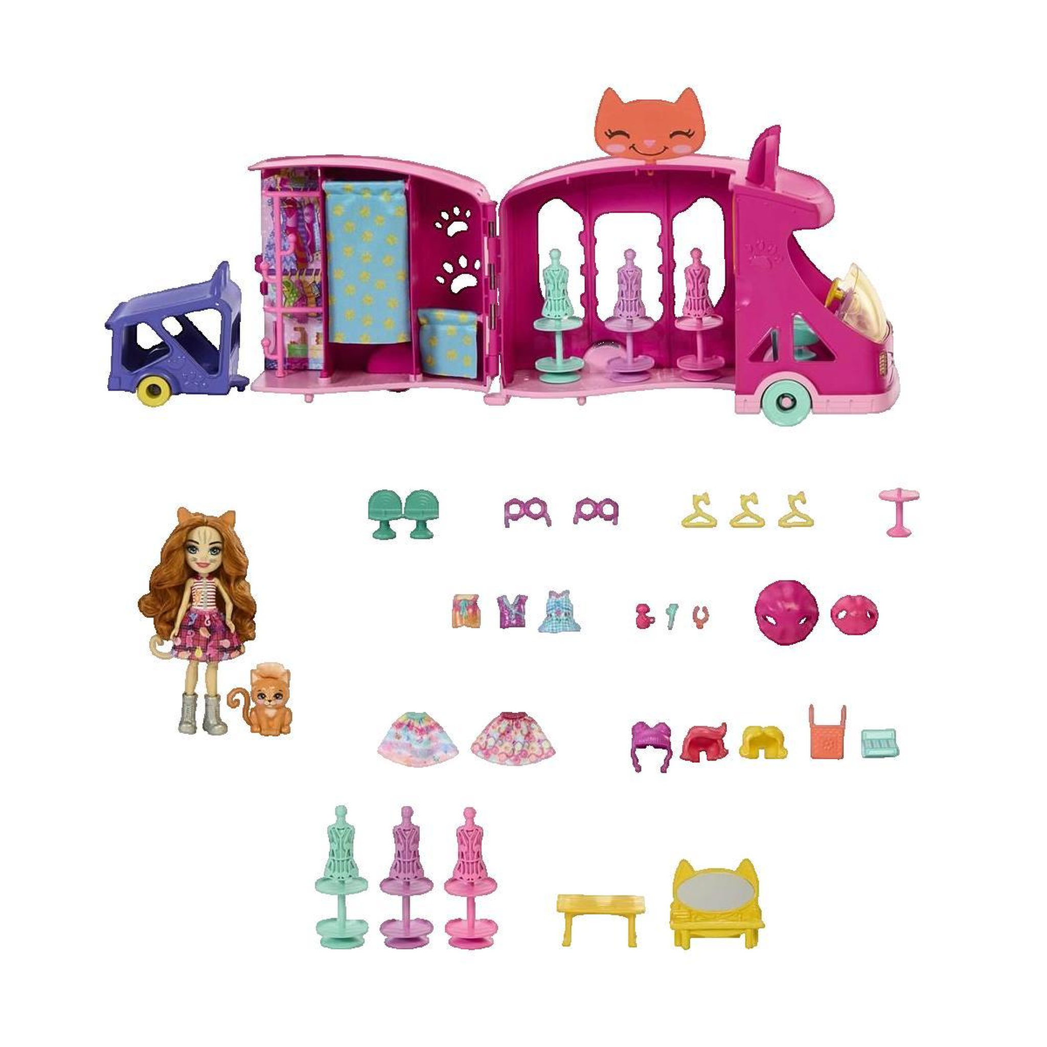 Voir la diapositive 3 : MATTEL Camion de mode Enchantimals Mattel avec accessoires