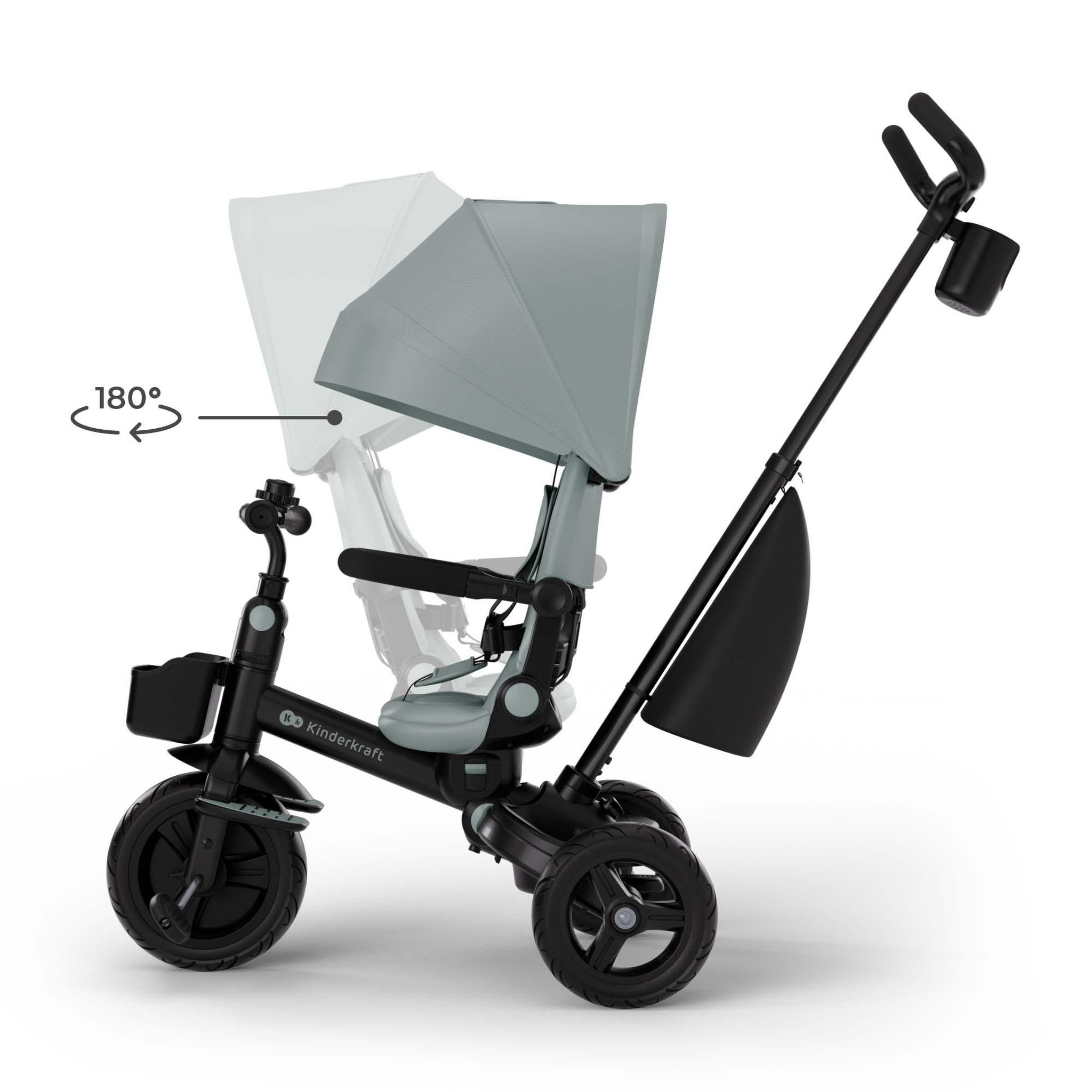 Voir la diapositive 4 : KINDERKRAFT Tricycle Kinderkraft AVEO 2 PLUS 6-en-1 évolutif, siège 360°, position allongée, canopy UPF50+, pliage rapide, Vert