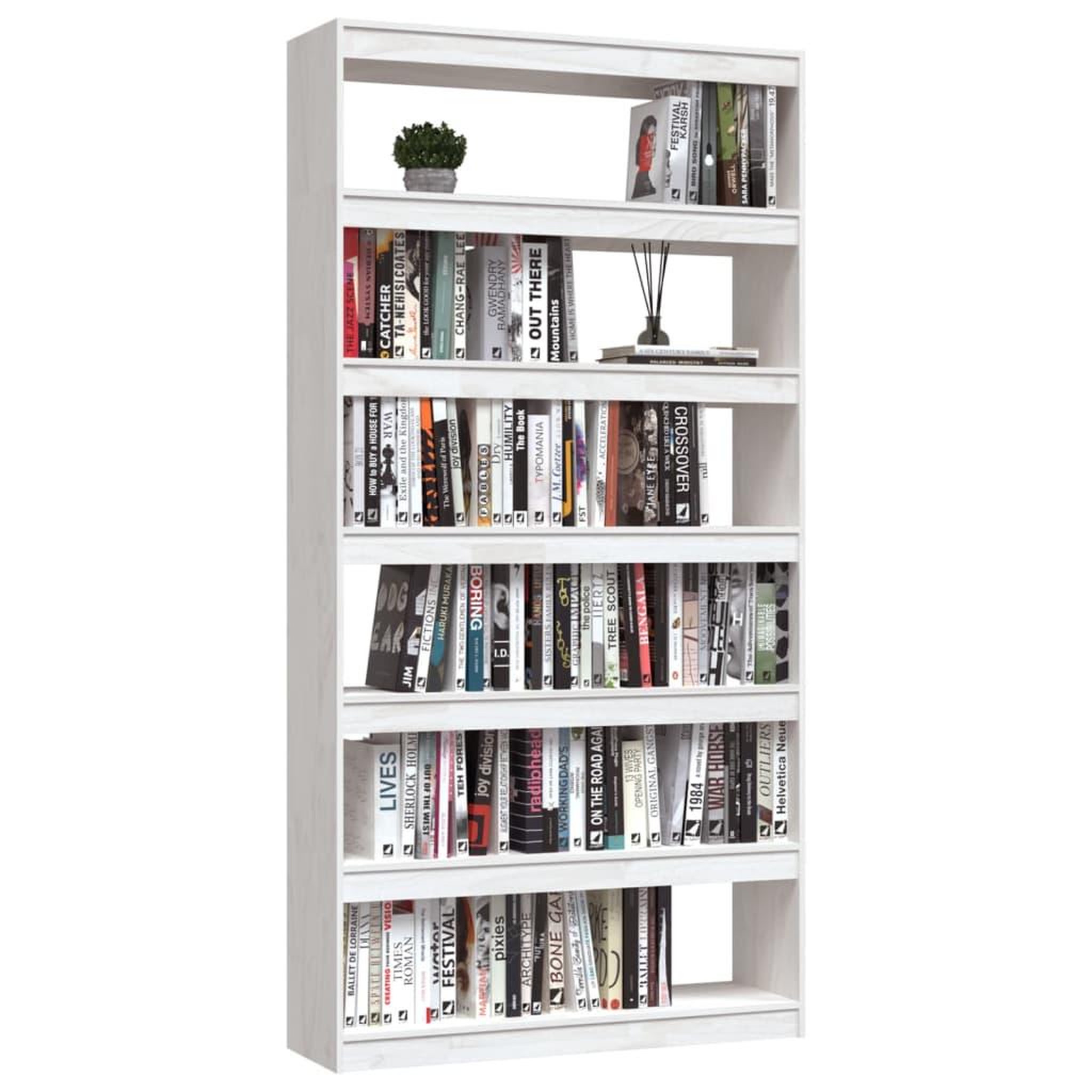 Voir la diapositive 4 : VIDAXL Bibliotheque/Separateur de piece Blanc 100x30x200 cm Pin massif