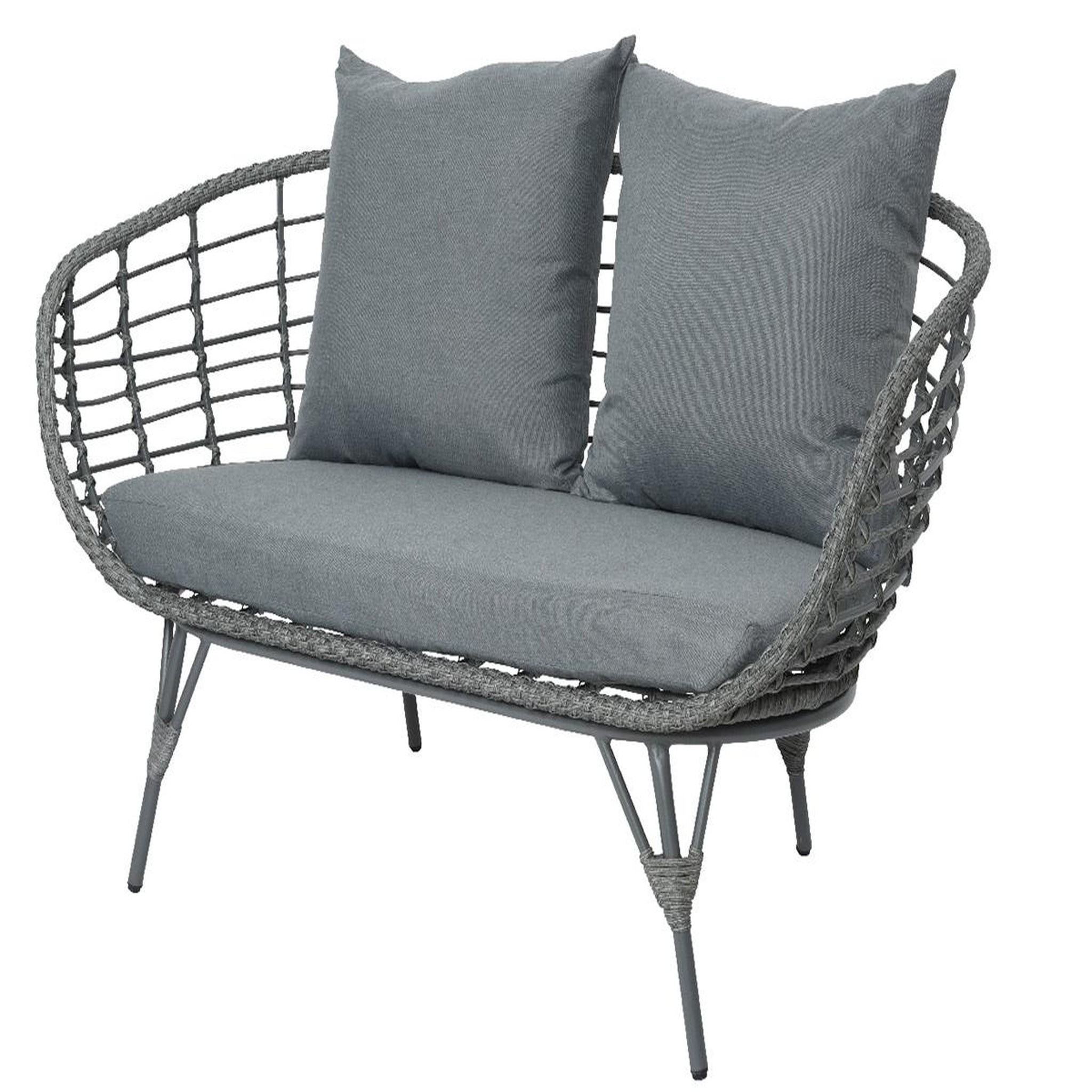 Voir la diapositive 3 : JARDIDECO Salon de jardin en résine tressée gris evora avec table basse - 4 places