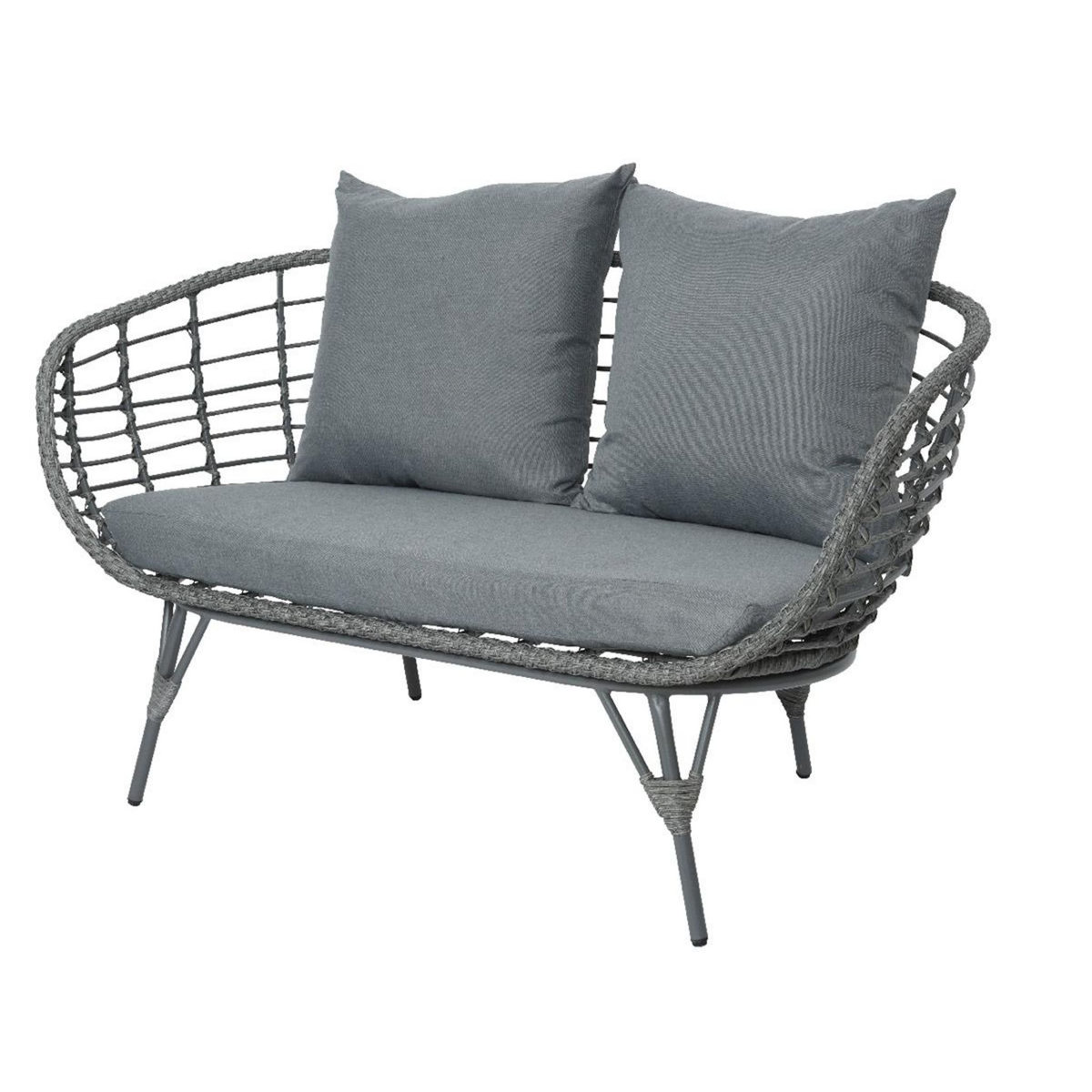 JARDIDECO Salon de jardin en résine tressée gris Evora avec table basse - 4 places