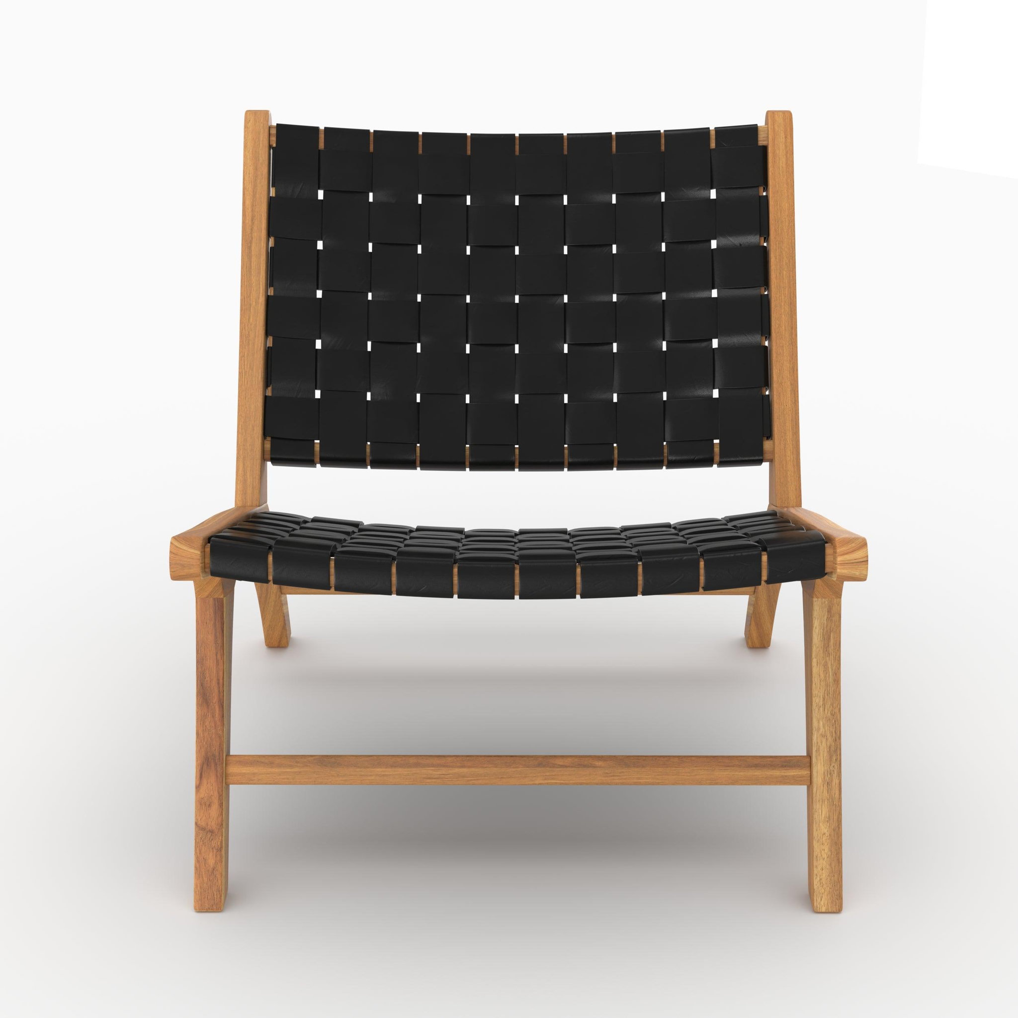 Voir la diapositive 6 : MAISON PAVANE Fauteuil en teck et cuir tressé noir-Kuna