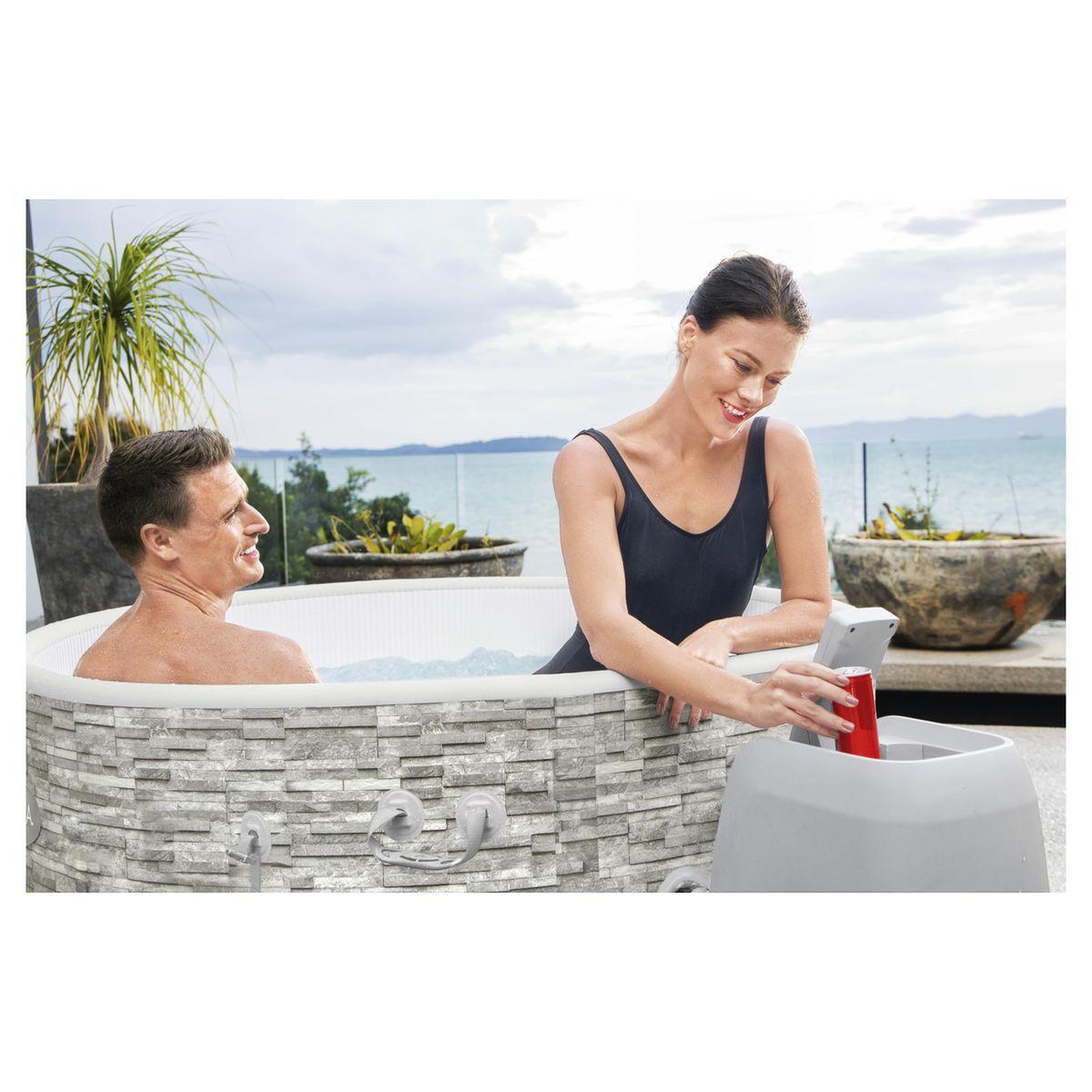 Voir la diapositive 7 : BESTWAY Spa gonflable rond Lay-Z-Spa® Vancouver Airjet Plus&trade; décor pierre