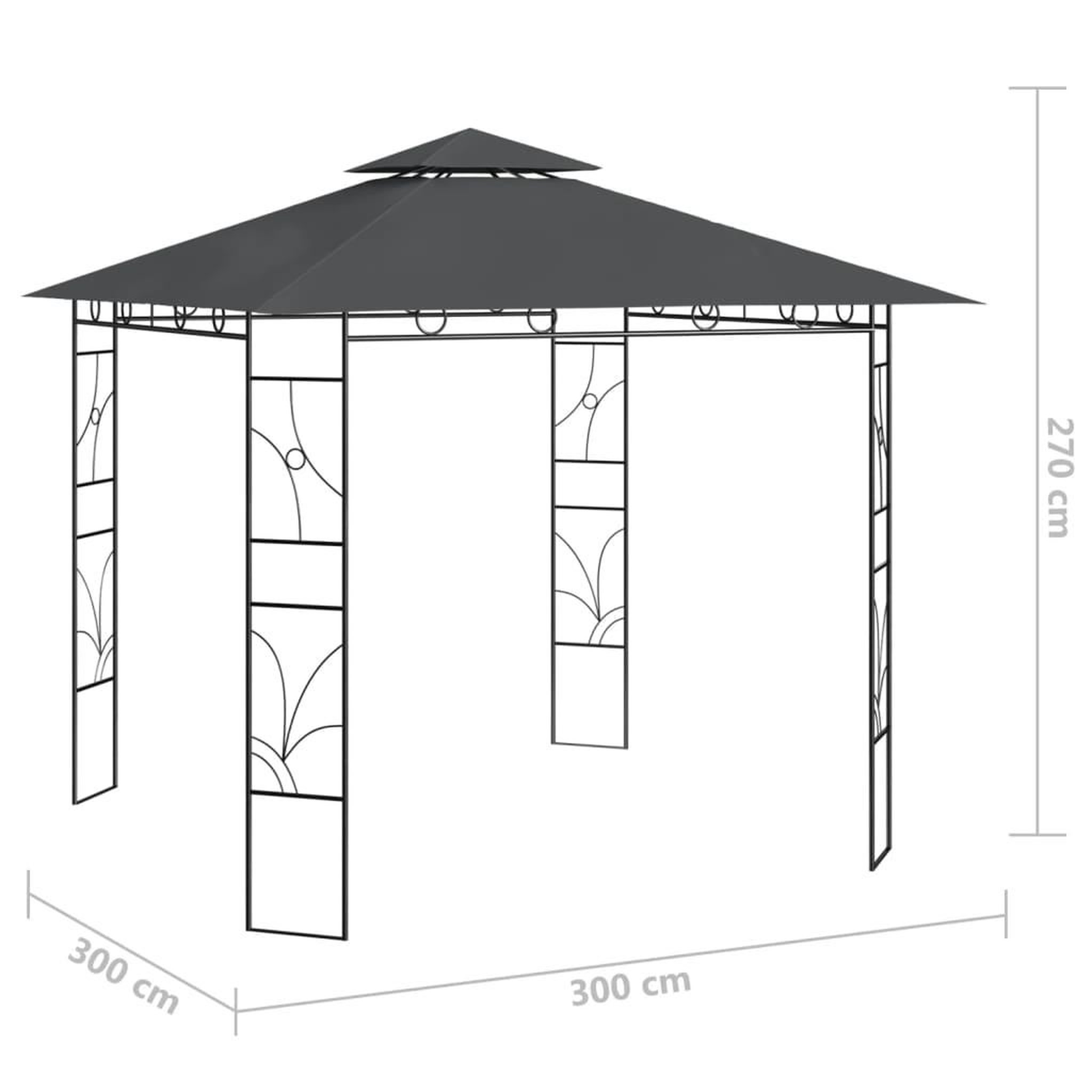 Voir la diapositive 6 : VIDAXL Belvedere 3x3x2,7 m anthracite 160 g/m^2