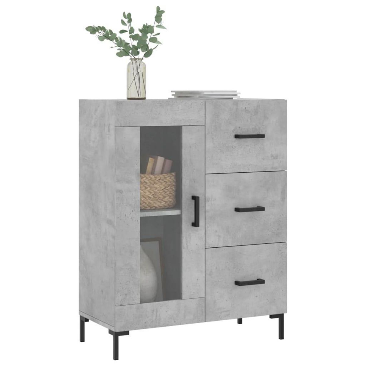 VIDAXL Buffet gris beton 69,5x34x90 cm bois d'ingenierie