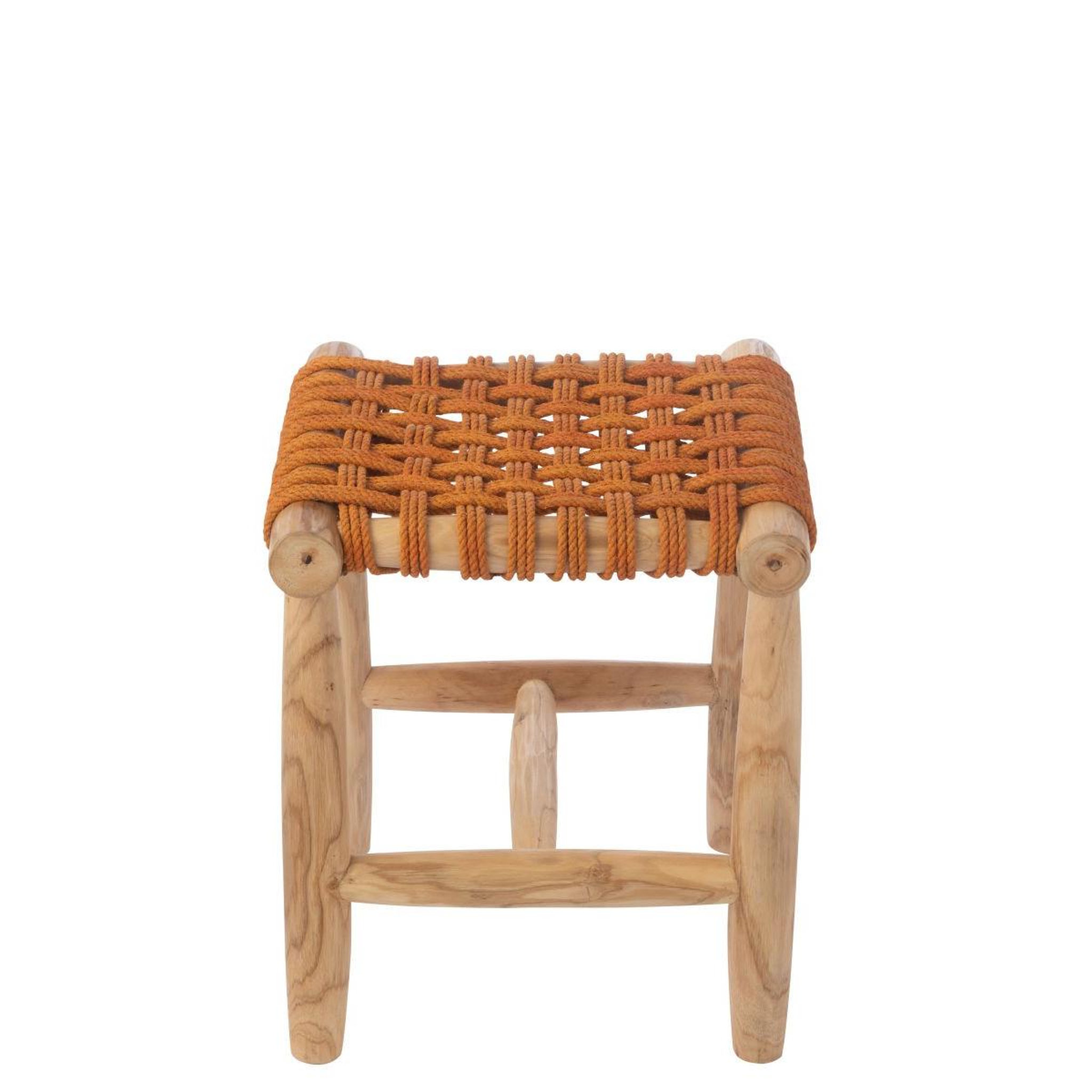 Voir la diapositive 2 : J-LINE Tabouret en teck  erin  45cm orange