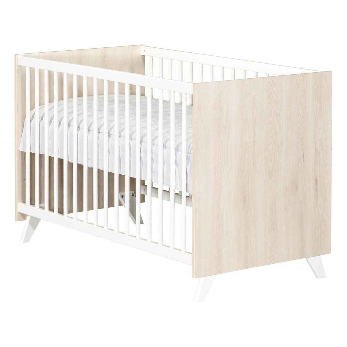 BABY PRICE  Lit bébé sommier réglable  60x120cm SCANDI coloris naturel  