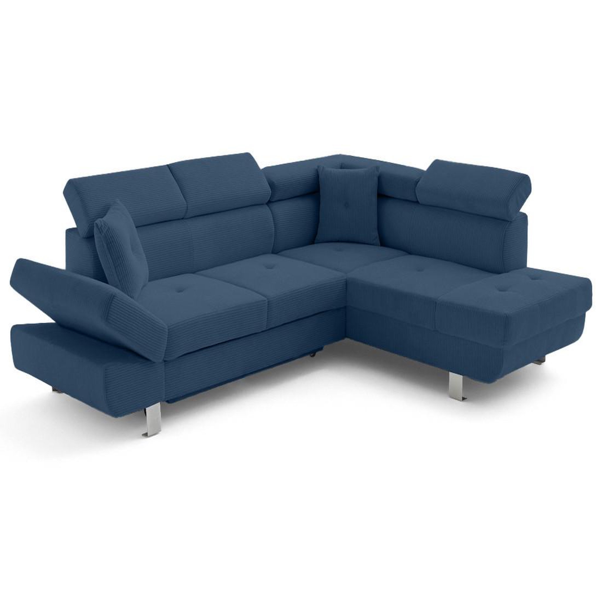 Voir la diapositive 2 : BEST MOBILIER Lisbona - canapé d'angle droit 5 places convertible avec têtières en velours côtelé
