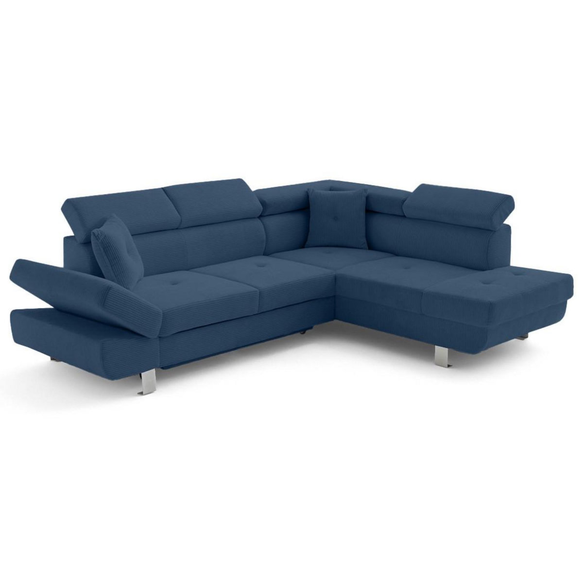 BEST MOBILIER Lisbona - canapé d'angle droit 5 places convertible avec têtières en velours côtelé