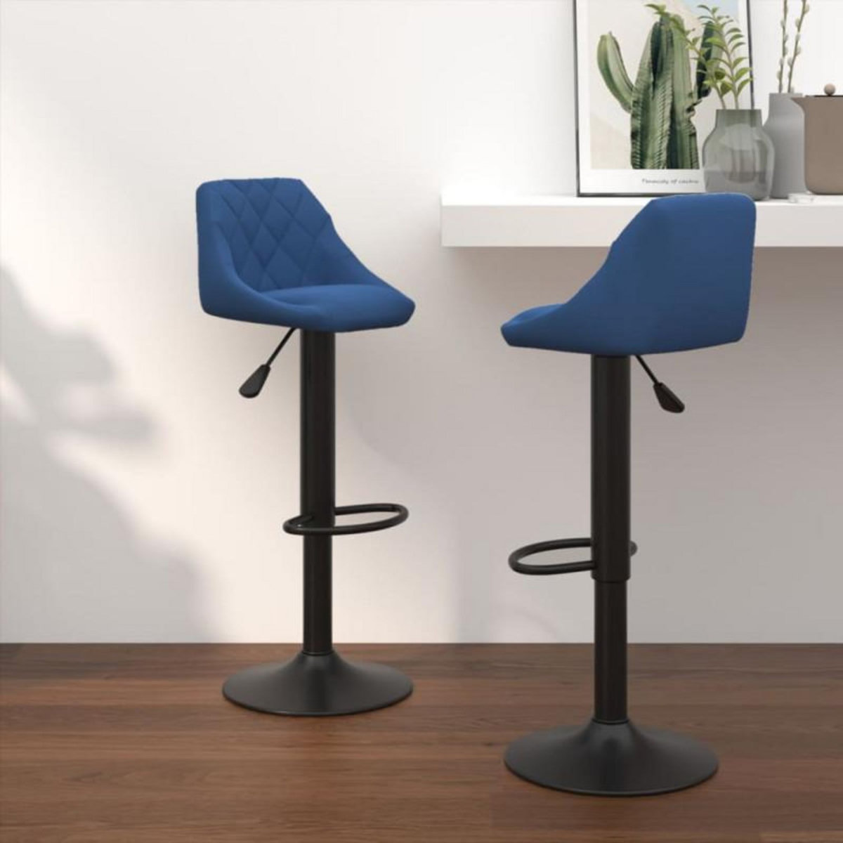 VIDAXL Tabourets de bar lot de 2 bleu velours