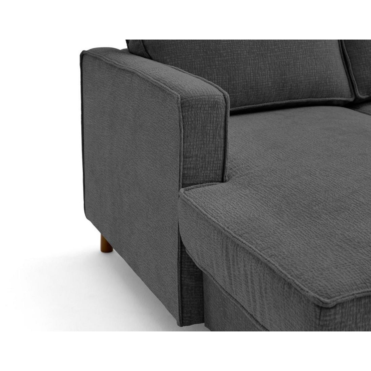 LISA DESIGN Jake - canapé panoramique d'angle droit 7 places convertible avec coffre en tissu velours relief